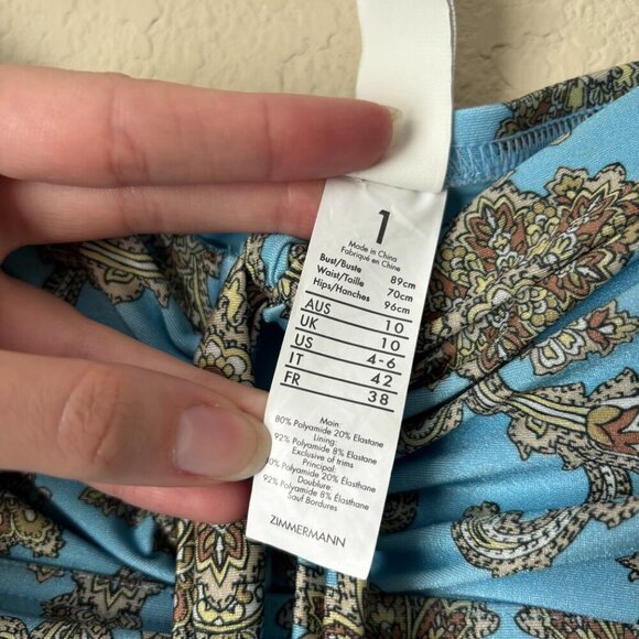 ZIMMERMANN Fiesta Square Link One-Piece Boho Printed Swimsuit Size 1 - Picture 12 of 15